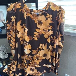 Floral Brown and Tan Women's Top